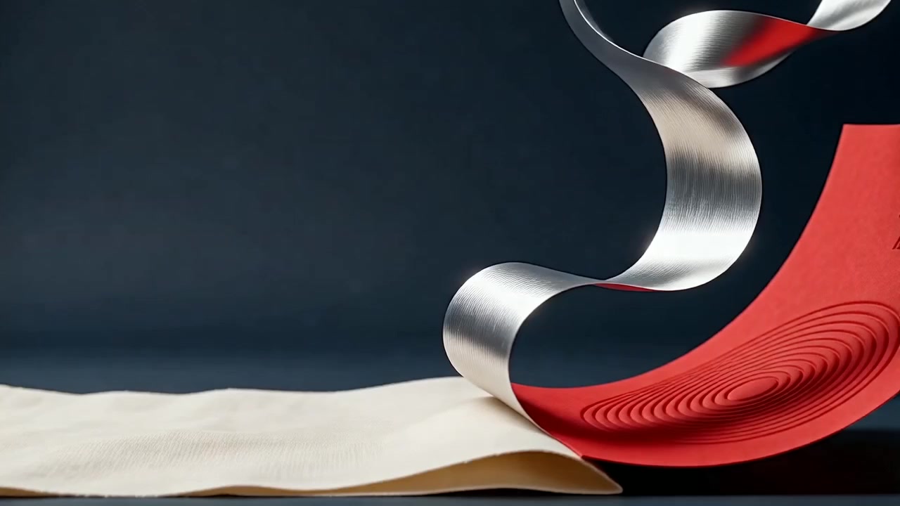 Conceptual silver foil and embossed paper sculpture